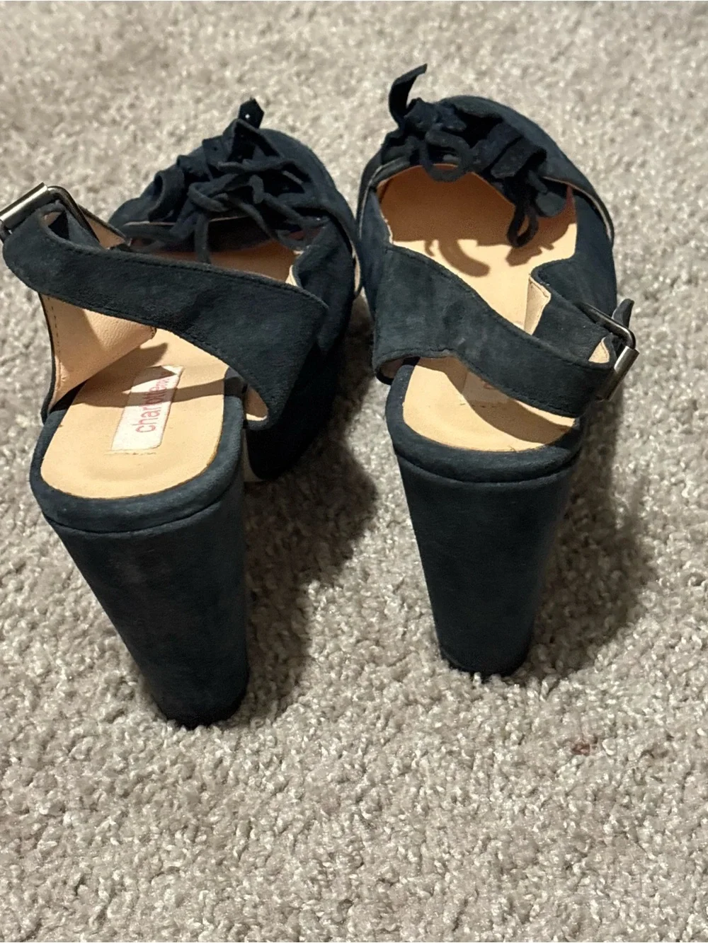 Vintage Charlotte Ronson Teal suede platforms